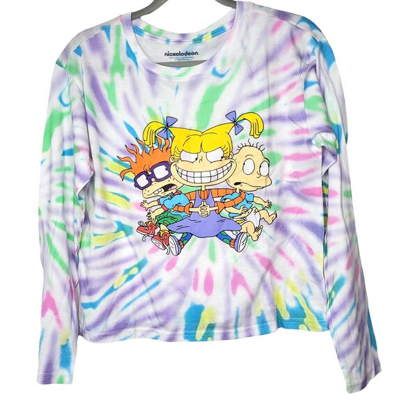 Nickelodeon Rugrats Tie Dye Crop Dolman Sleeve Long Sleeve Tee Sz M - Picture 1 of 4